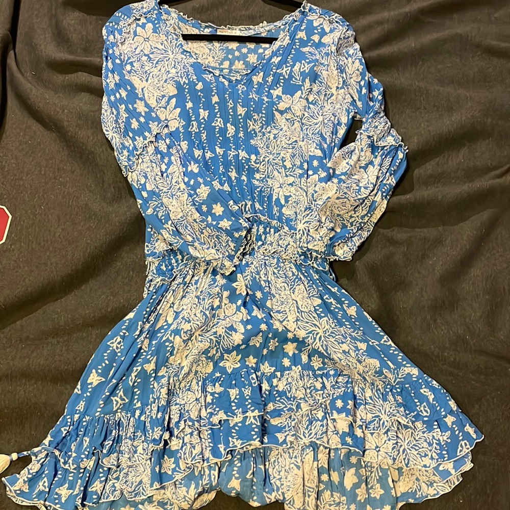 Poupette St Barth’s size small blue and white sinch dress